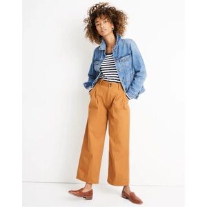 Madewell NEW Pleated Wide Leg High Rise Ankle Trouser Pants Golden Pecan Brown 8